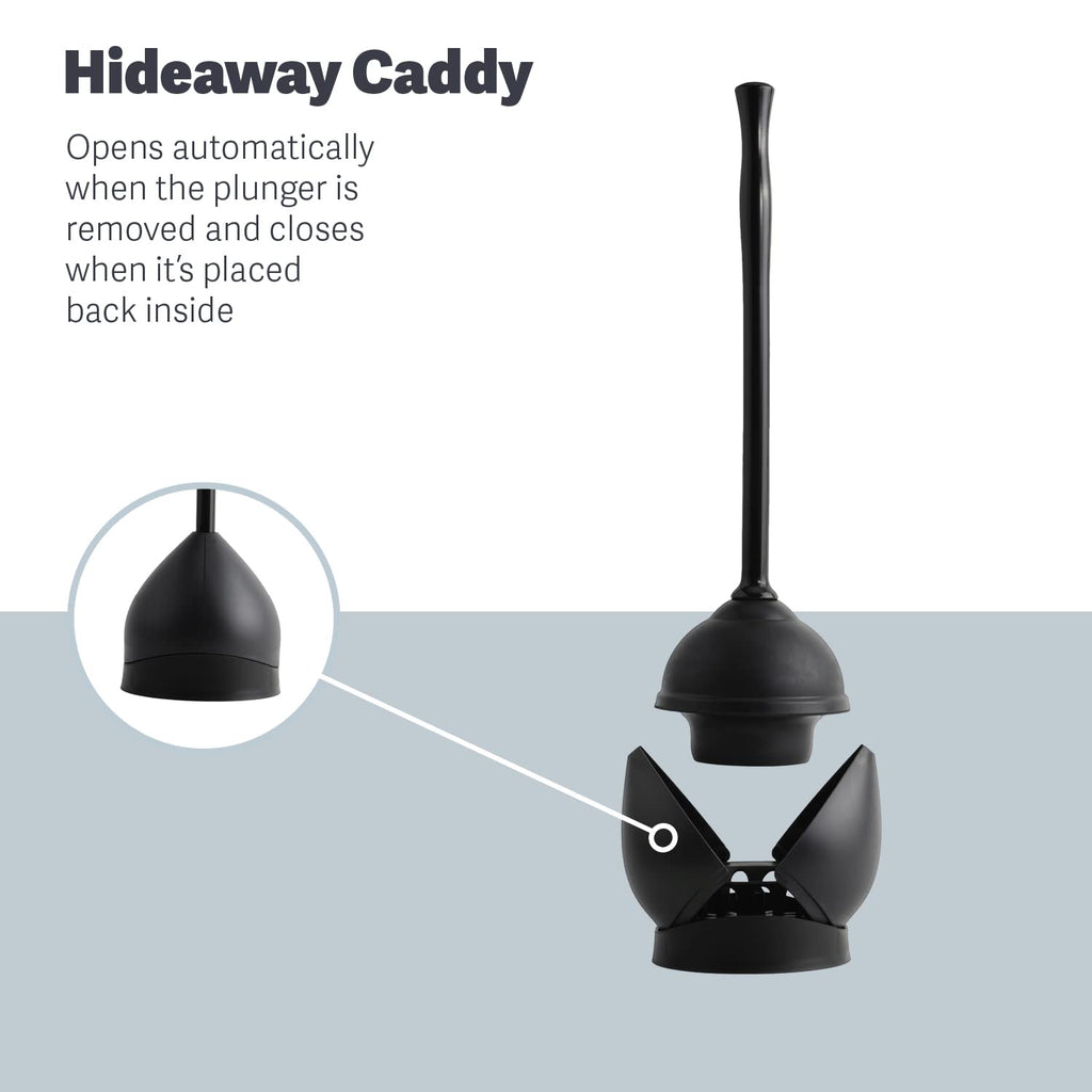 Casabella Toilet Plunger and Hideaway Caddy Combo Heavy-Duty Plastic Black 8500102