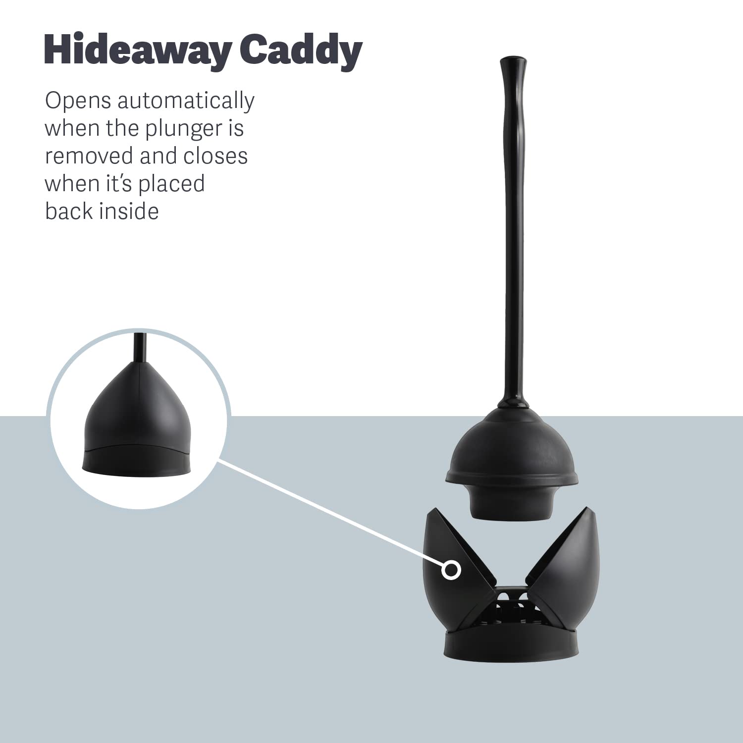 Casabella Toilet Plunger and Hideaway Caddy Combo Heavy-Duty Plastic Black 8500102