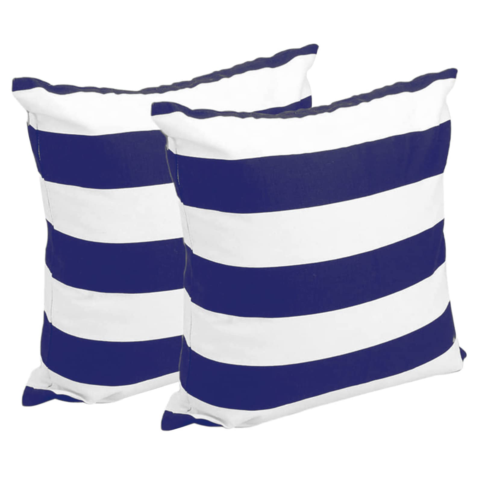 FCOZM Set of 2 Navy Blue and White Stripe Decorative Throw Pillow Covers 18x18, Soft Cotton Velvet Decorative Pillow Cases for C