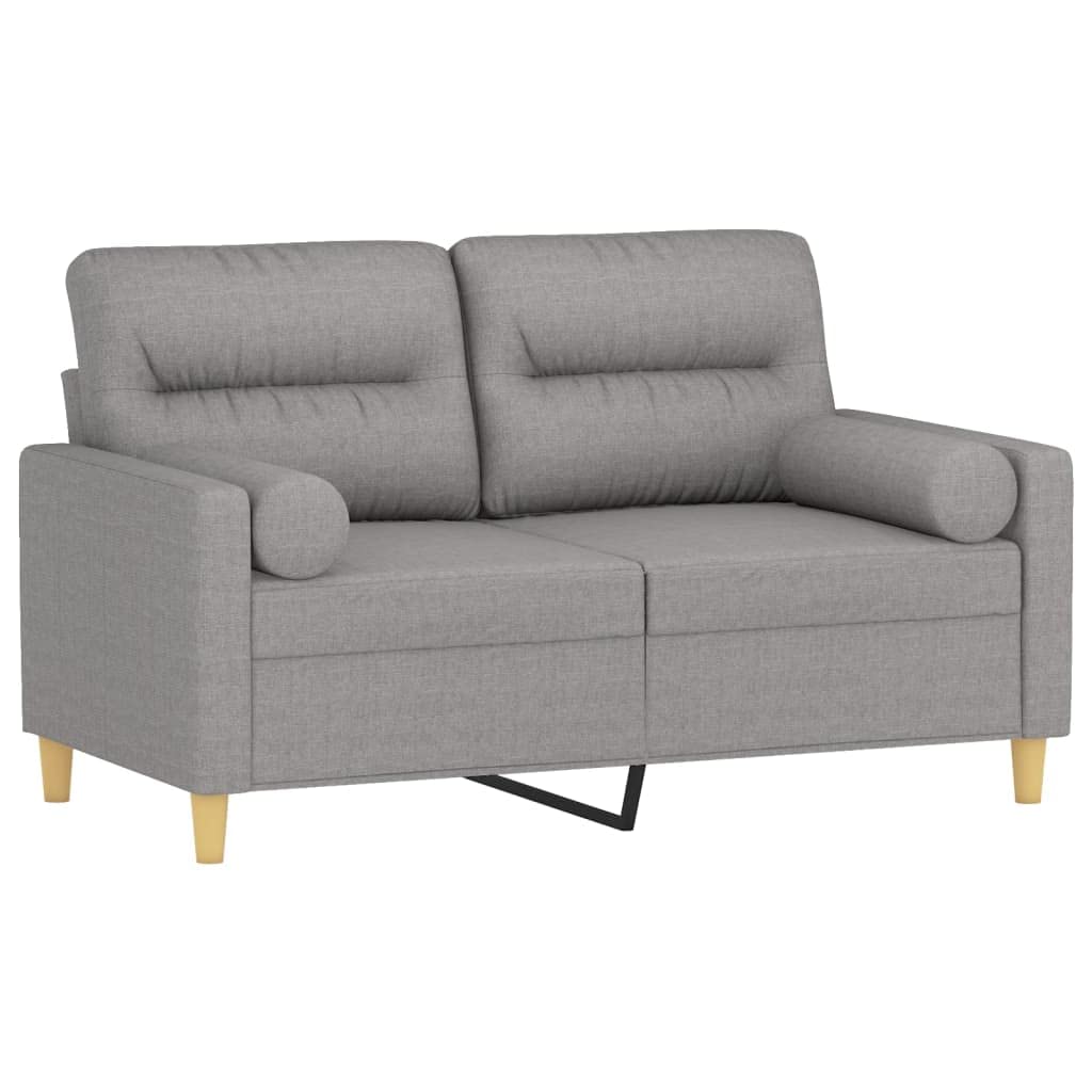 Vidaxl Modern 2-Seater Fabric Sofa With Cushions & Pillows, Light Gray, 47.2 Inches, Designed For Comfort And Style, Robust Plywood/Metal Frame