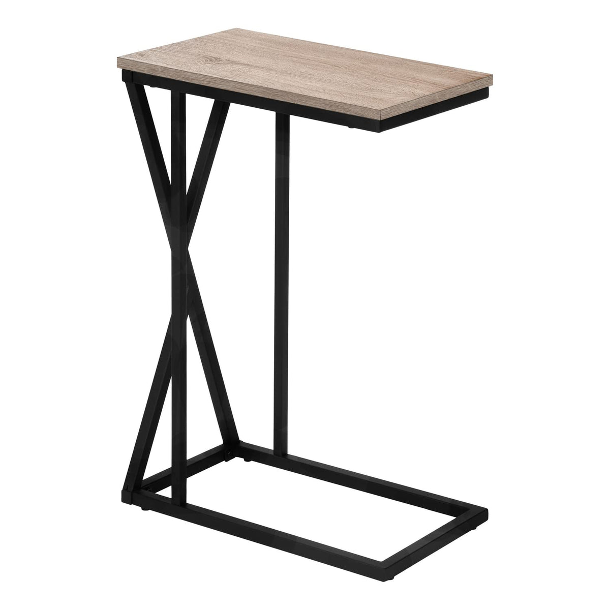 Monarch Specialties 3249 Accent Table, C-shaped, End, Side, Snack, Living Room, Bedroom, Metal, Laminate, Brown, Black, Contemporary, Modern Table-25 H/Dark Taupe, 10.25' L x 18.5' W x 25.25' H