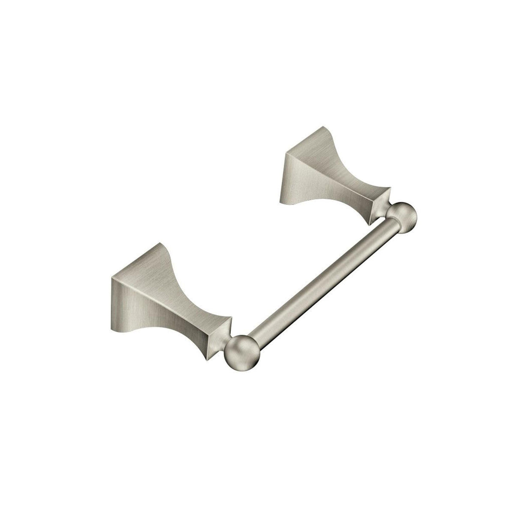 Moen Retreat Brushed Nickel Double Post Pivoting Toilet Paper Holder, Wall Mounted Toilet Roll Holder, Dn8308Bn