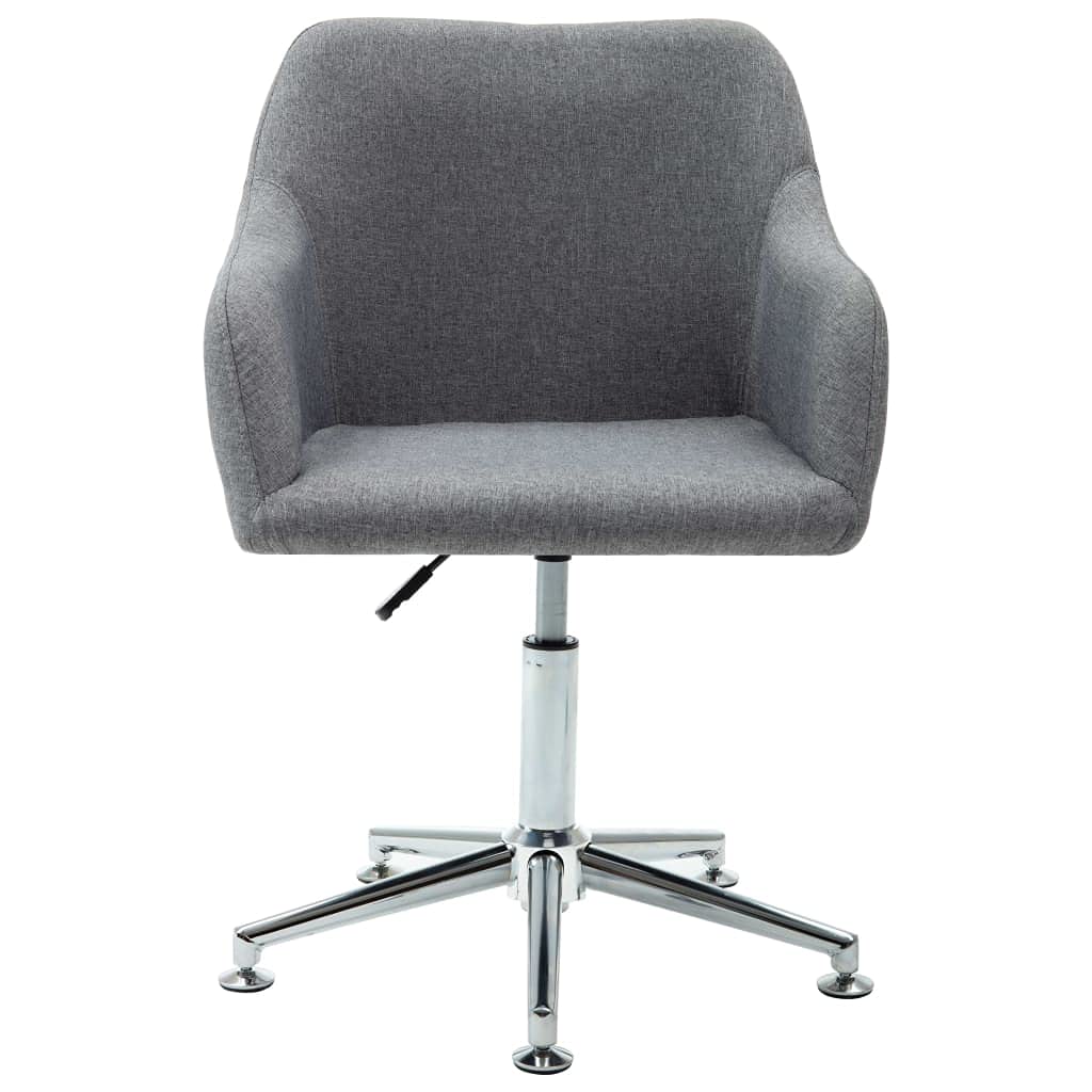 vidaXL Adjustable Swivel Office Chair with Gas Lift System, Ergonomic Design, Durable Wooden Frame and Steel Legs, Light Gray Fabric Upholstery
