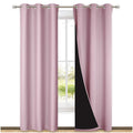 NICETOWN 100% Blackout Window Curtain Panels, Heat and Cold Blocking Drapes with Black Liner for Nursery, 84-inch Drop Thermal I