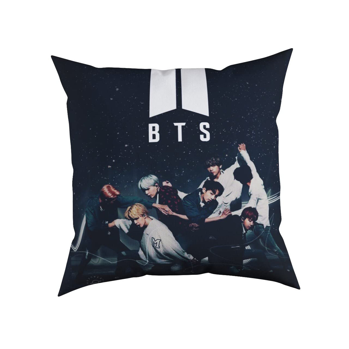 Gift Box Bts Printed Design Lover Satin Cushion Cover (12X12) Inch With FillerBlack Music Band V Suga JHope Jungkook Jin Jimin
