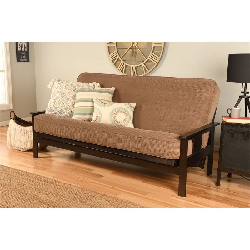 Kodiak Furniture Monterey Espresso Sofa with Mocha Brown Fabric Mattress