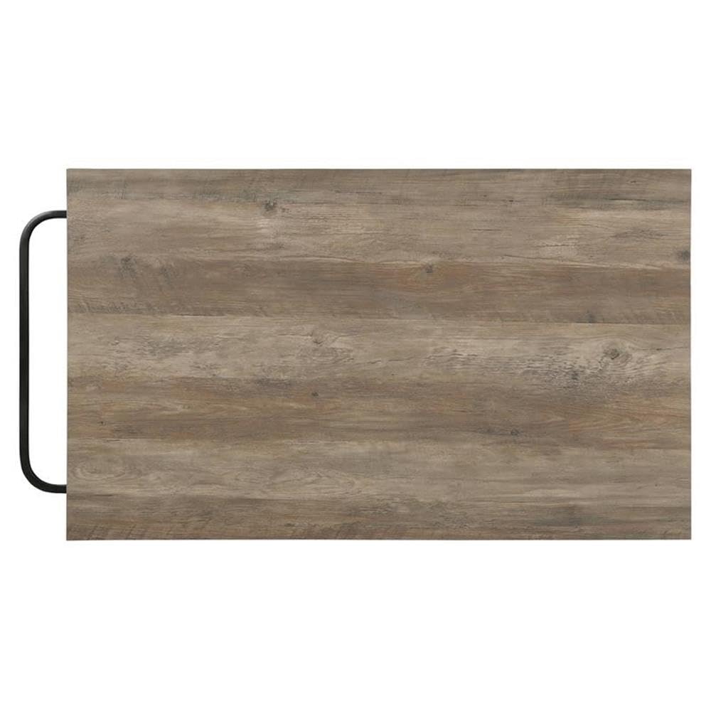 Acme Macaria Wooden 2-Shelf Kitchen Island in Rustic Oak and Black