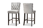 Baxton Studio Daphne Modern and Contemporary Dark Grey Velvet Fabric Upholstered and Dark Brown Finished Wood 2-Piece Bar Stool Set