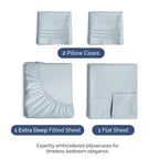 Extra Deep Pocket Cal King Sheets - 4 Piece Breathable & Cooling Bed Sheets - Hotel Luxury Bed Sheet Set - Soft, Wrinkle Free & Comfy - Easily Fits Extra Deep Mattresses - Deep Pocket Sky Blue Sheets