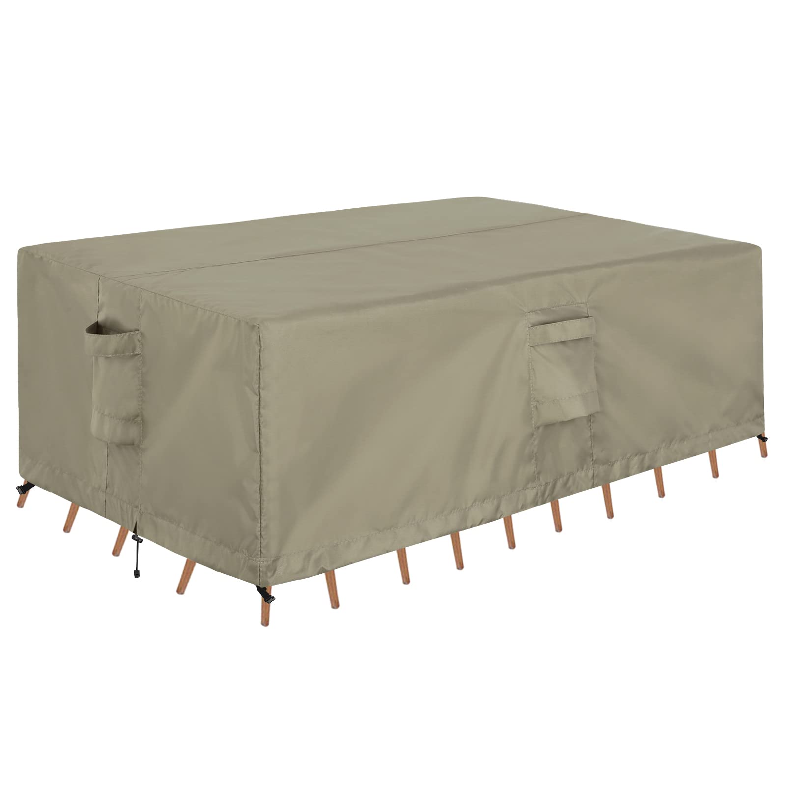 Outdoorlines Outdoor Waterproof Patio Table Furniture Set Covers - Rectangle Couch Sectional Cover Outside Weatherproof Patio Furniture Covering For Deck, Lawn And Backyard 130'L X 84'W X 28'H, Camel