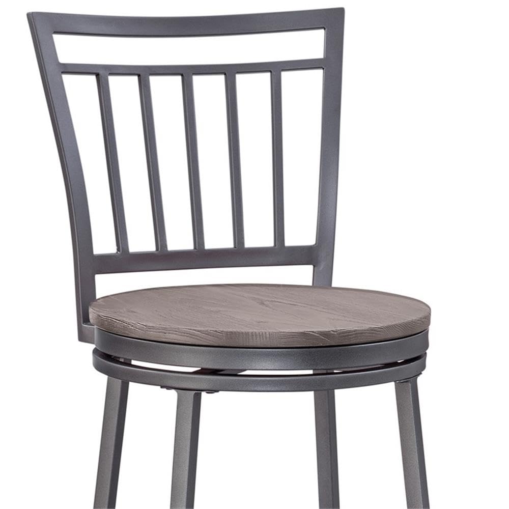 American Woodcrafters Talia Gray Metal Swivel 25-inch Seat Height Bar Stool