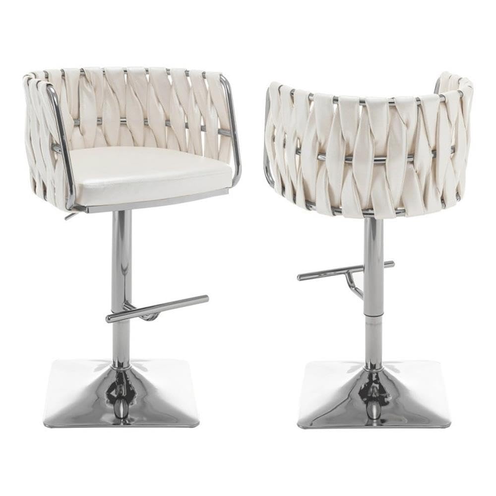 Best Quality Furniture Bs149-Bs158 Bar Stools, Set Of 2, White/Silver