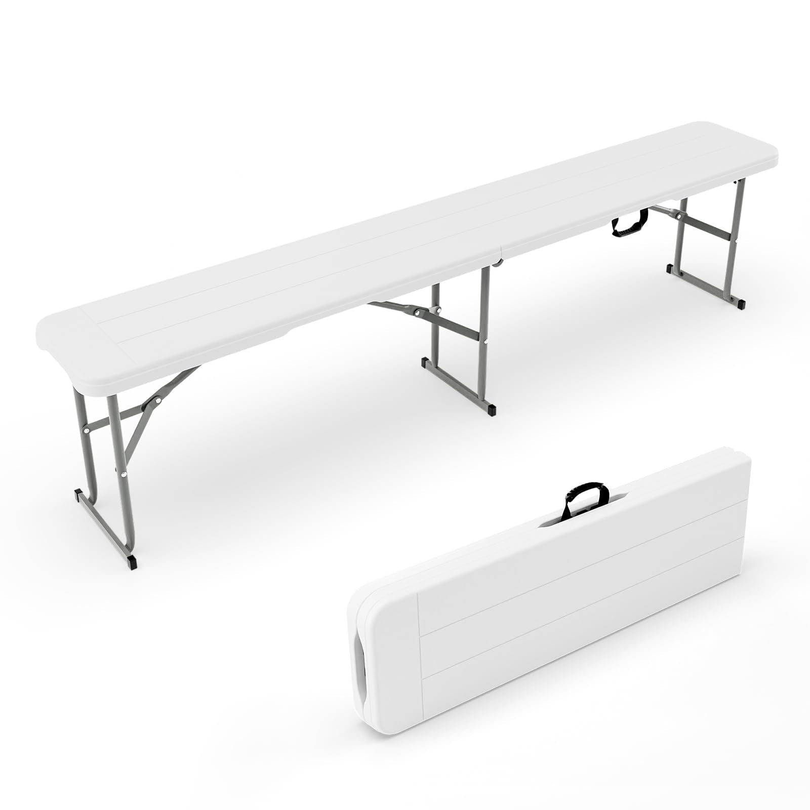 VINGLI 6 feet Plastic Folding Bench,Portable in/Outdoor Picnic Party Camping Dining Seat, Garden Soccer Multipurpose Entertainin
