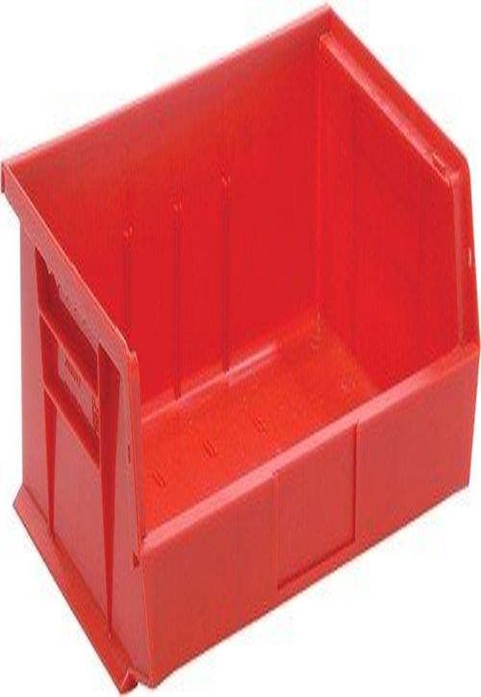 Quantum QUS245 Plastic Storage Bin, 16-1/2 x 10-7/8 x 5 Red - Lot of 6