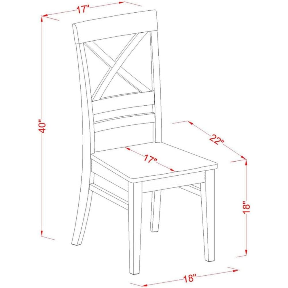 East West Furniture QUC-WHI-W Quincy Dining Room Cross Back Solid Wood Seat Chairs, Set of 2, Buttermilk & Cherry