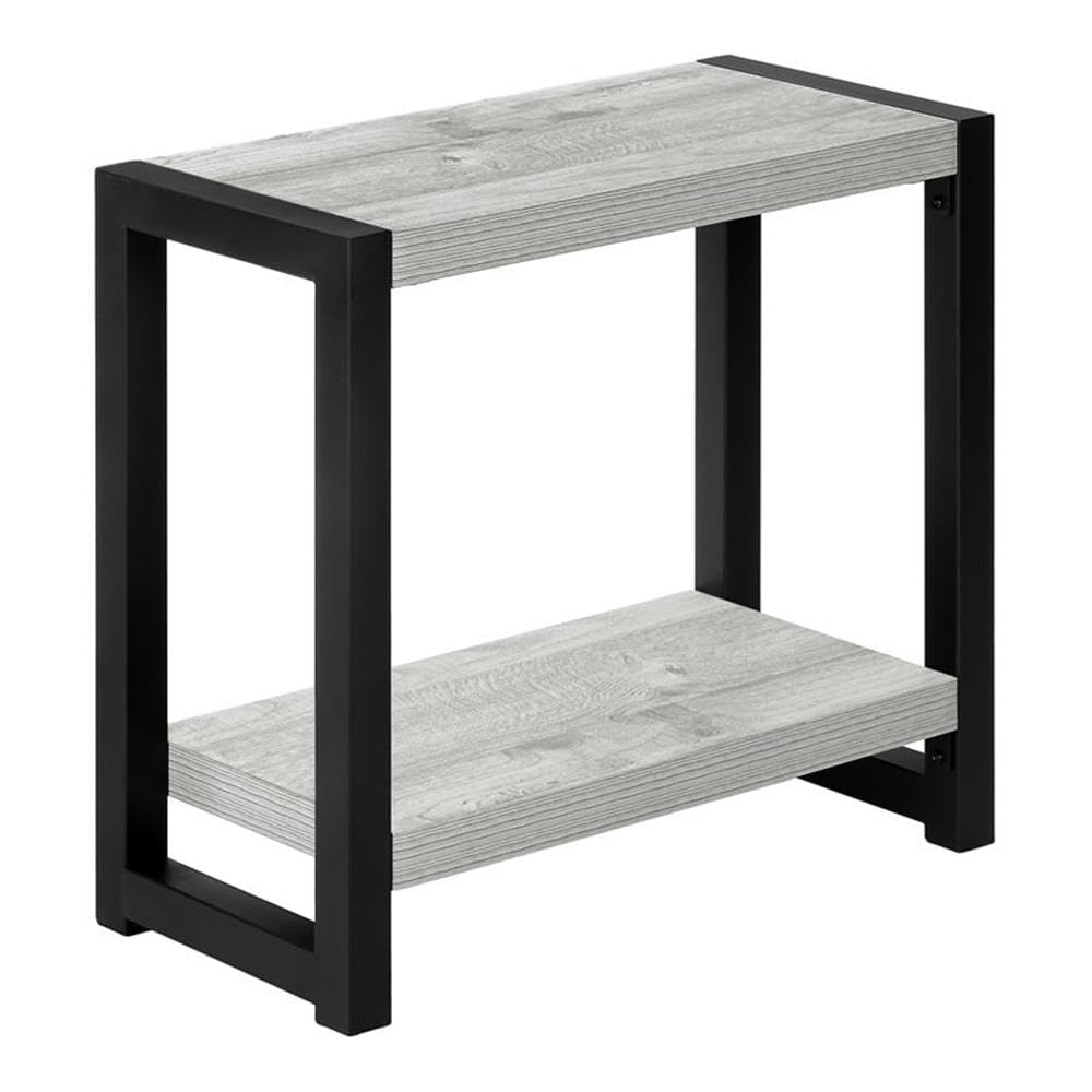 Monarch Specialties 2082 Accent Table, Side, End, Narrow, Small, 2 Tier, Living Room, Bedroom, Metal, Laminate, Grey, Black, Contemporary, Modern Table-22, 23.75' L x 11.75' W x 22' H