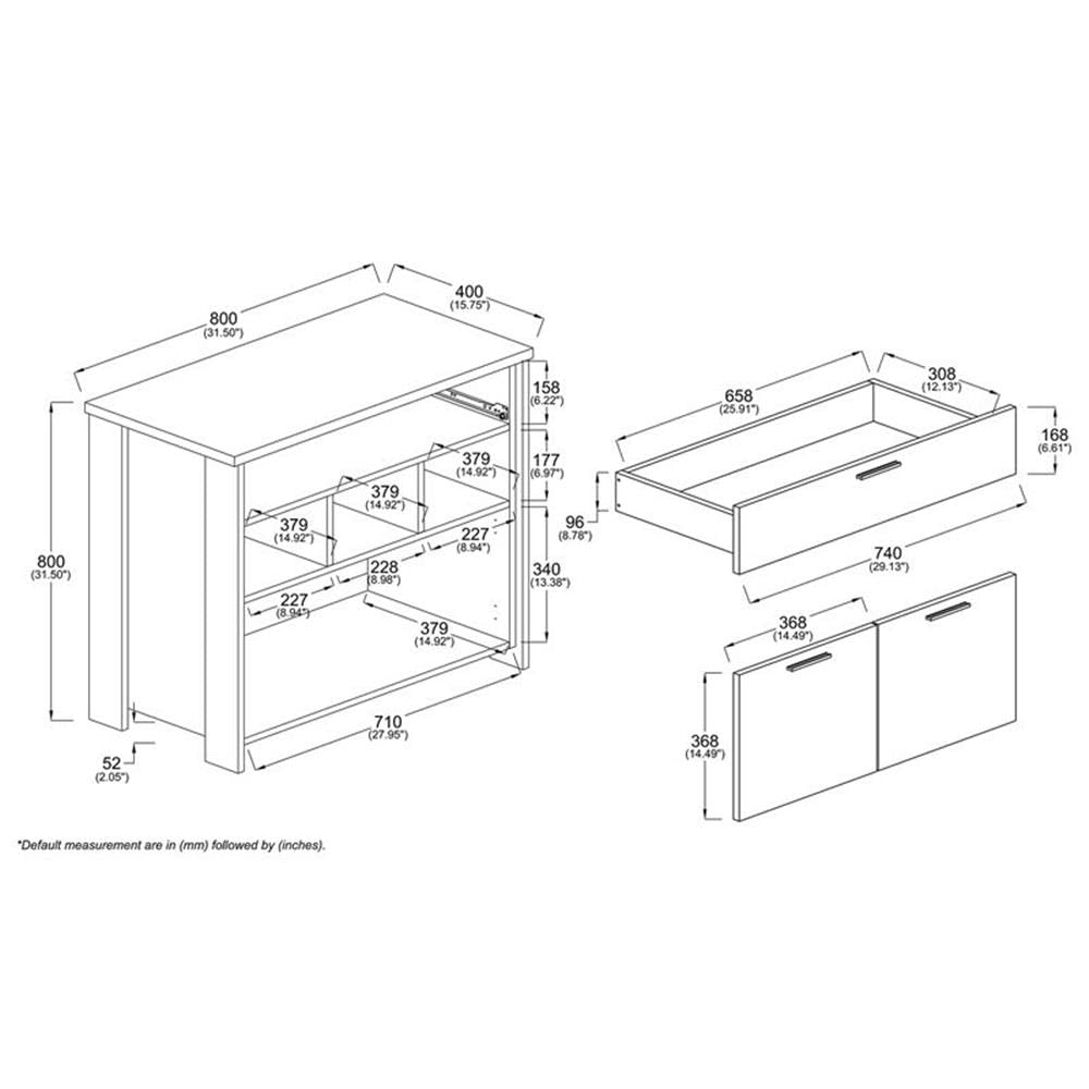 Baxton Studio Ranger Mid-Century Modern Two-Tone Rustic Brown and Grey Finished Wood 1-Drawer Sideboard Buffet