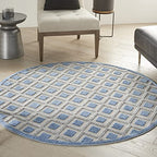 HomeRoots Blue/Grey 100% Polypropylene 4â?? Round Blue and Gray Indoor Outdoor Area Rug
