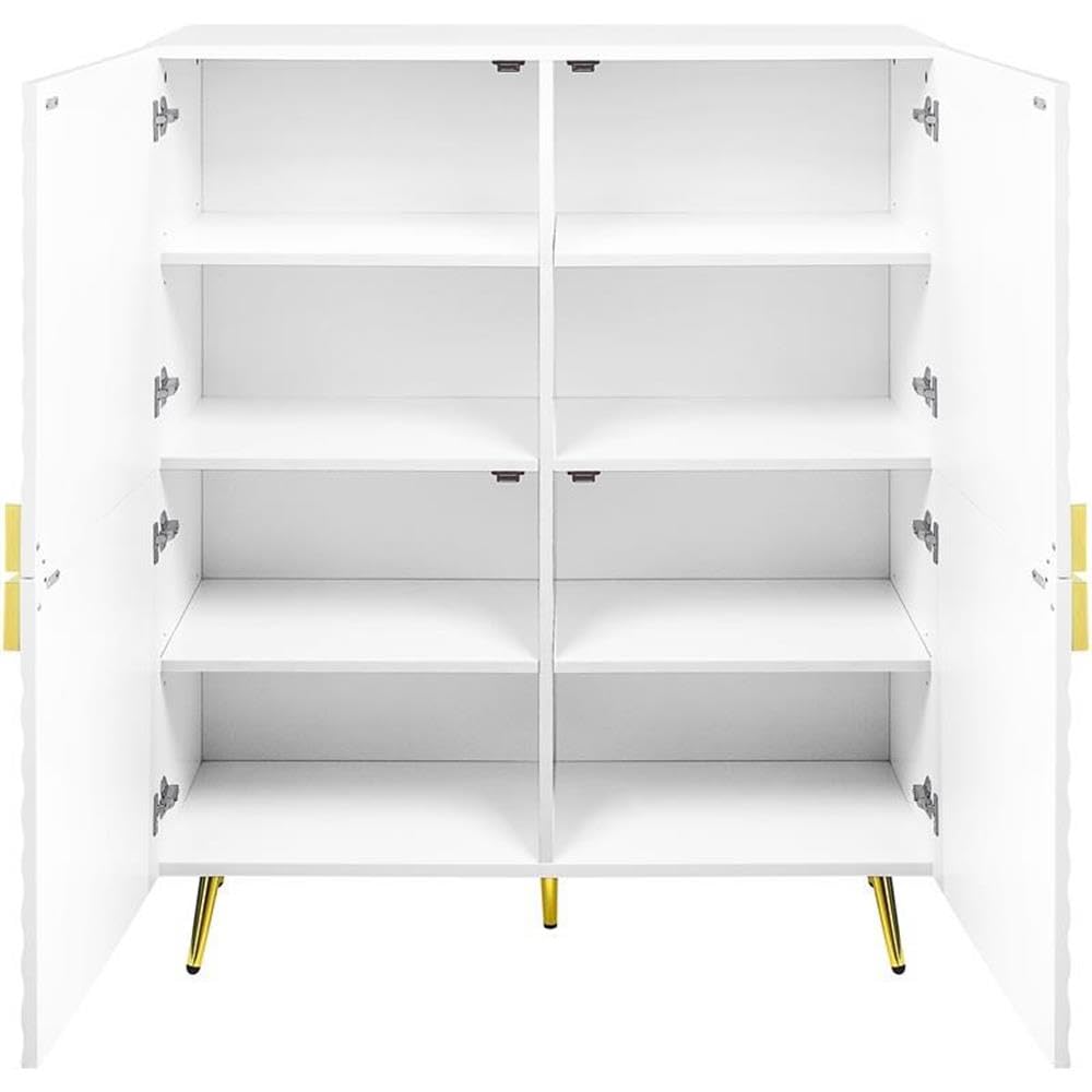 Acme Gaines 2-Door Accent Cabinet with Metal Legs in White High Gloss
