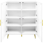 Acme Gaines 2-Door Accent Cabinet with Metal Legs in White High Gloss