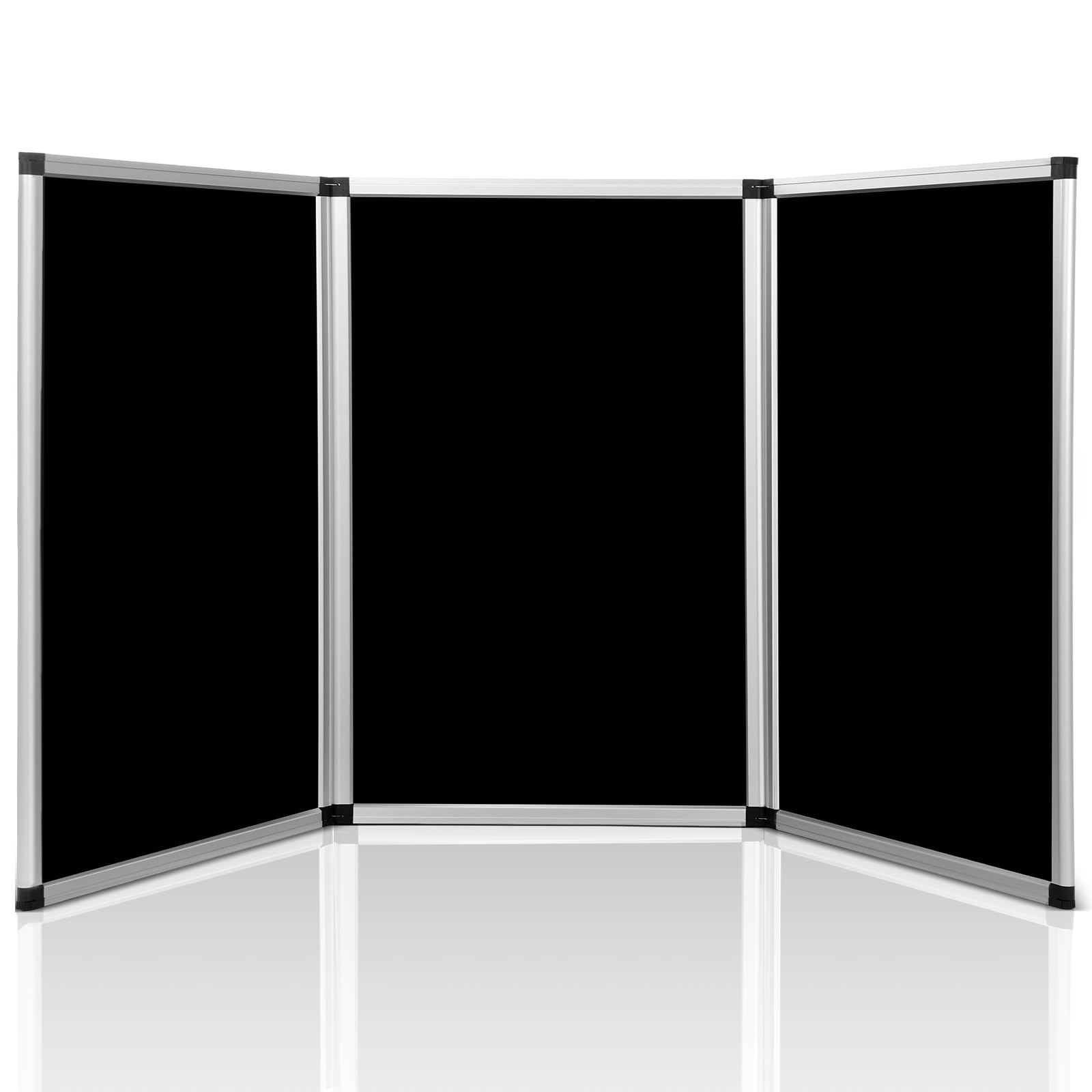 Sherr Sherr 3 Panel Trade Show Presentation Board, 72 X 35.3 Inches Tri Fold Display Board, Black Single Sided Tabletop Display,