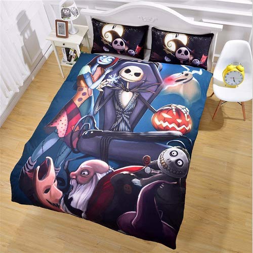Starfashion 3D Nightmare Before Christmas Duvet Cover Sets, Scarecrow Style Sally And Jack Skellington Bedding Set,Christmas Hom