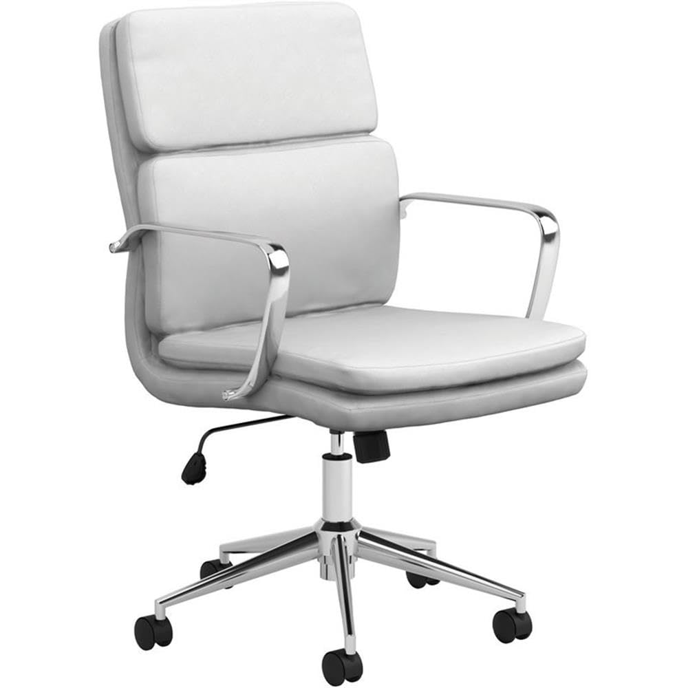 Coaster Furniture Standard Back Upholstered White and Chrome Office Chair 801767