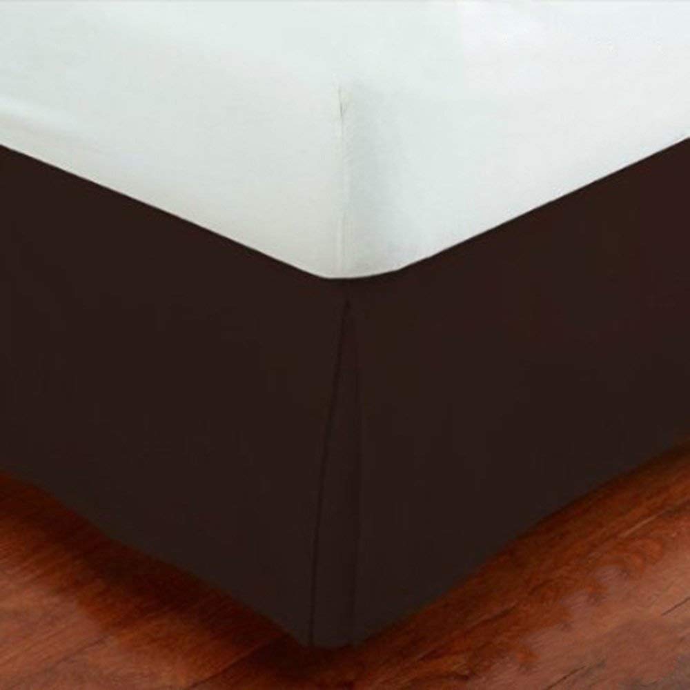Full Size Luxury Tailored Bed Skirt 14' Drop Pleated Styling Dust Ruffled Solid Brown New