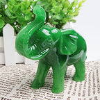Acxico Jade Green Elephant Statue Resin Feng Shui Good Luck Wisdom Fertility Home Decor Gift 4.25" L x 2" W x 4.25" H