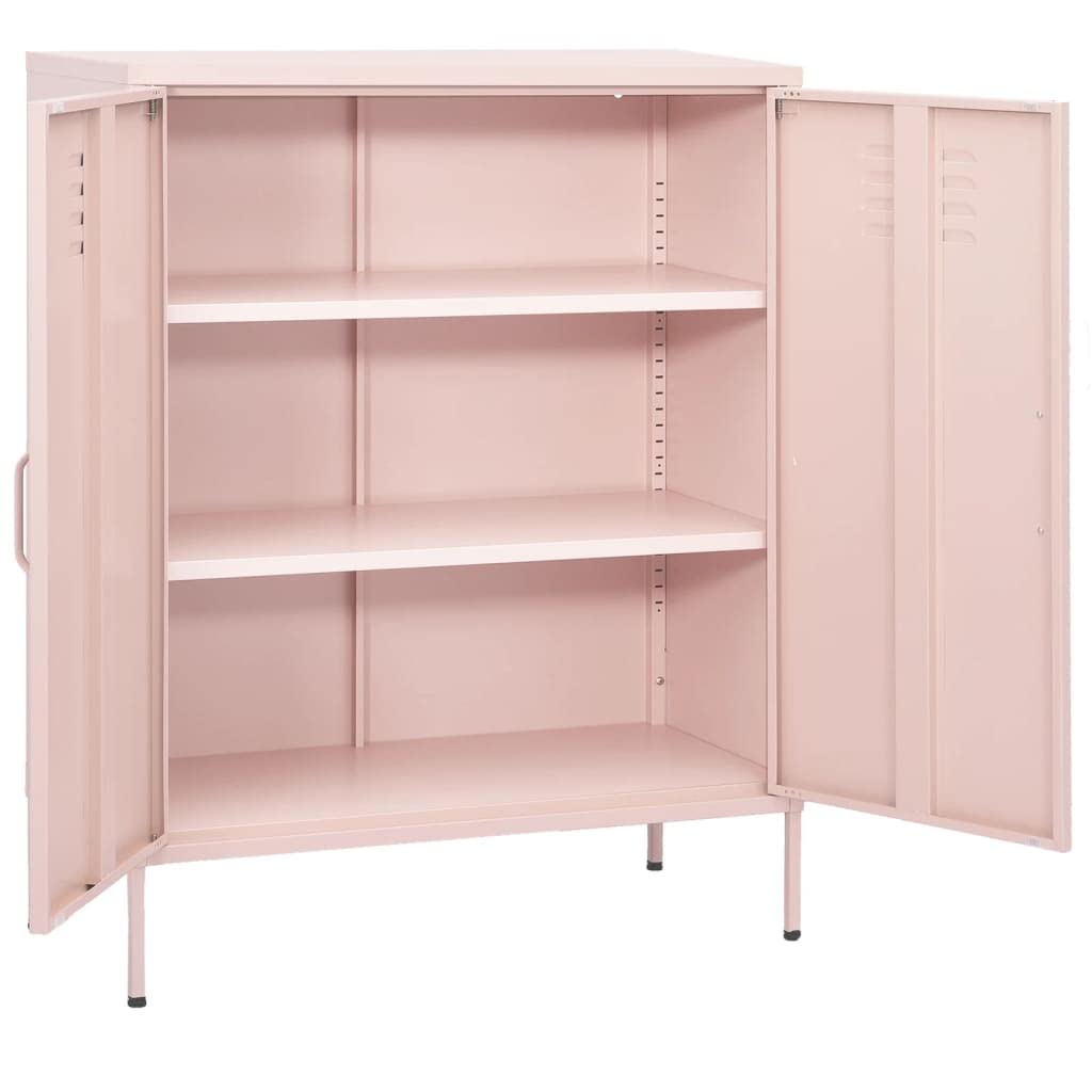 vidaXL Storage Cabinet, Steel Pink Cabinet with Adjustable Shelves, Industrial Style, Ideal for Home Decor, Solid Construction