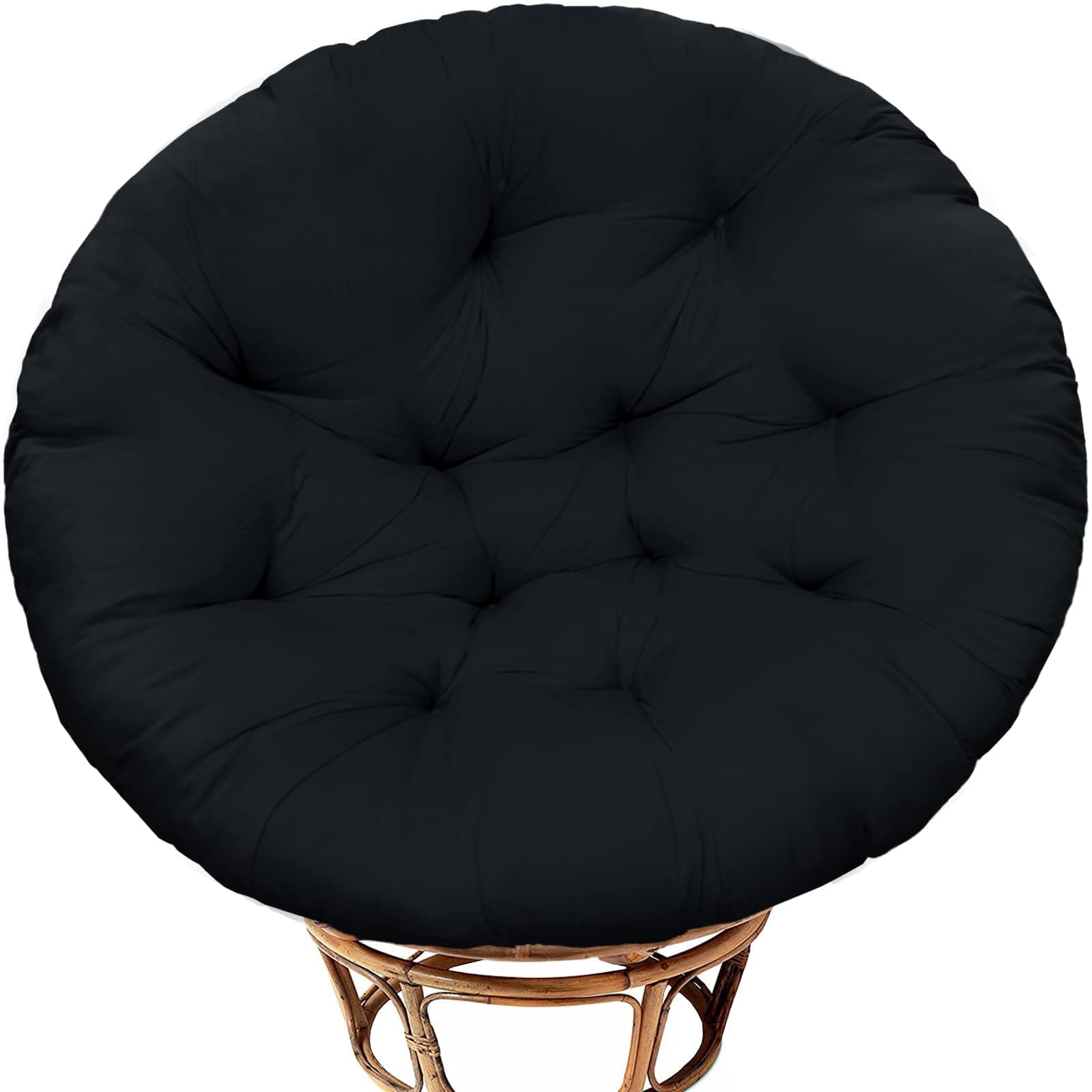 Bextile Papasan Chair Cushion Only, 52 In Cushion For Papasan, Round Leisure Papasan Seat Cushion (Black)