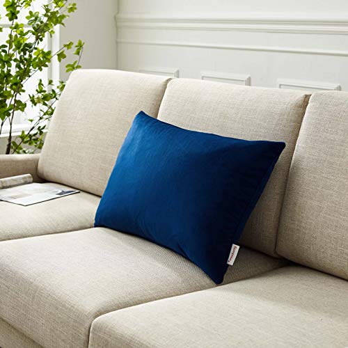 Modway Enhance Lumbar Performance Velvet Accent Throw Pillow, 16&quot; X 24&quot;, Navy