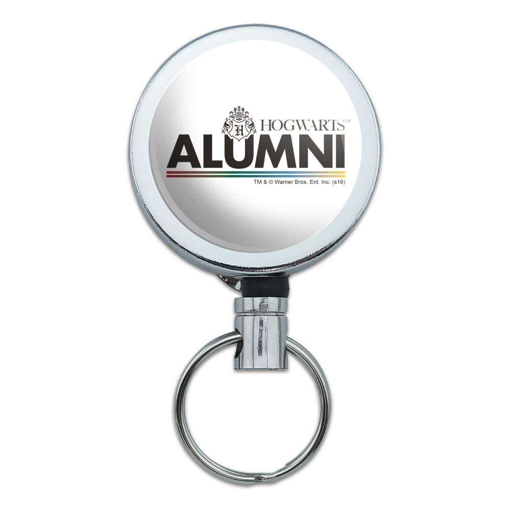 Harry Potter Hogwarts Alumni Heavy Duty Metal Retractable Reel Id Badge Key Card Tag Holder With Belt Clip