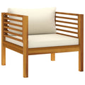 vidaXL Garden Chair: Comfortable Solid Acacia Wood Patio Chair with Cream White Cushions - Great for Outdoor Spaces Like Patio, Deck, Balcony