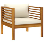 vidaXL Garden Chair: Comfortable Solid Acacia Wood Patio Chair with Cream White Cushions - Great for Outdoor Spaces Like Patio, Deck, Balcony