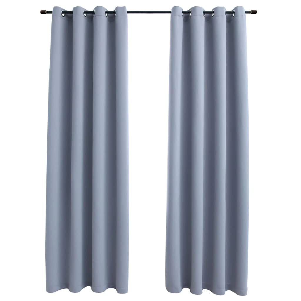 vidaXL 2X Blackout Curtain with Rings Window Blind Covering Drape Drapery Interior Indoor Privacy Bedroom Living Room Gray 54&quot;x95&quot; Fabric