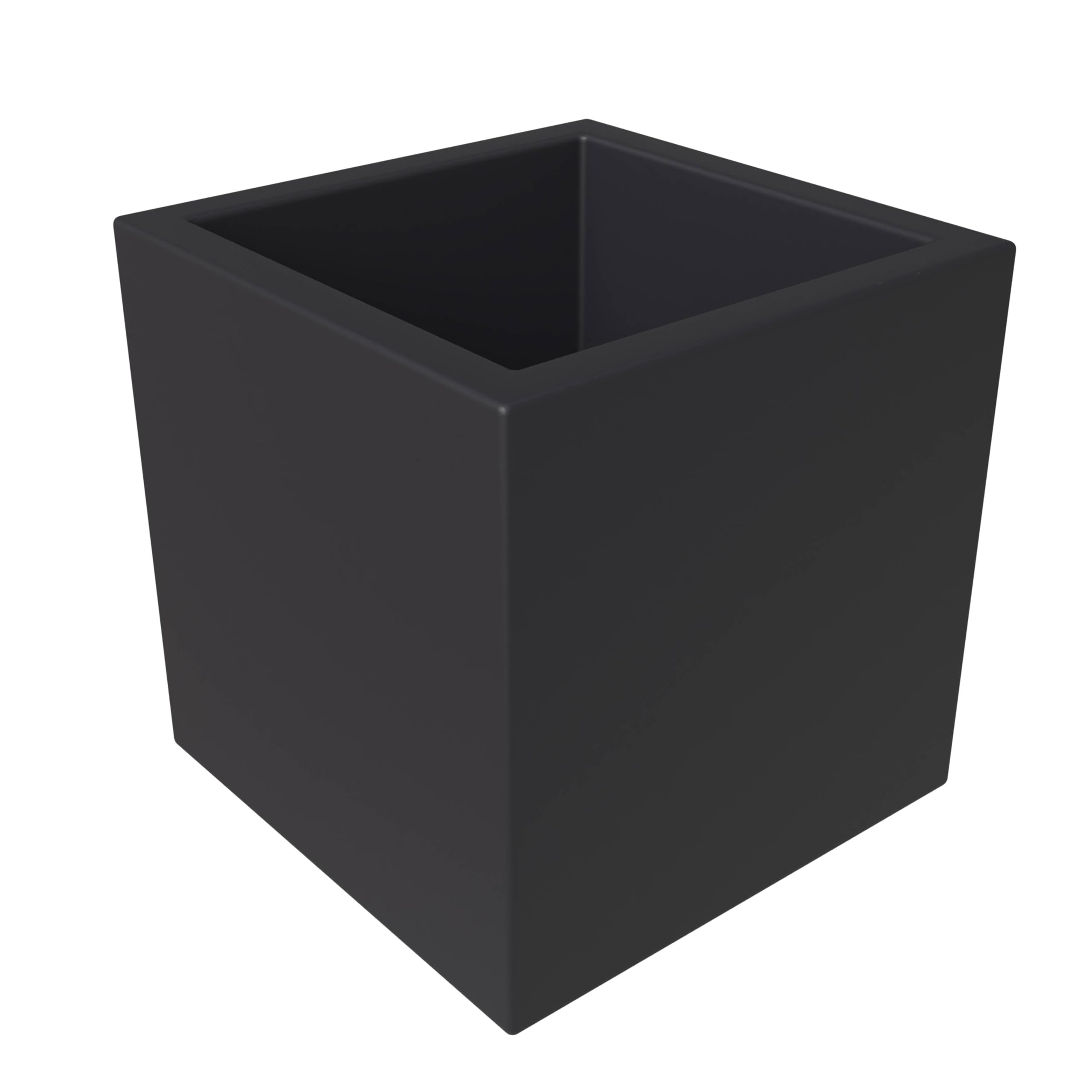 Fern Series Poly Stone Planter 23.6 Cube in Black