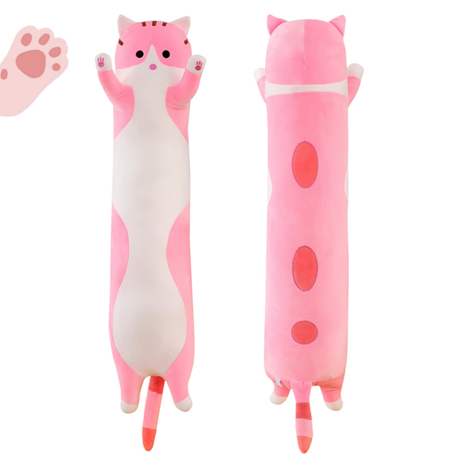 Rexinc 43.32In Giant Cat Pillow Plush Sleeping Pillow Cute Cartoon Cat Stuffed Animals Soft Long Body Pillow Gift For Kids Girlf