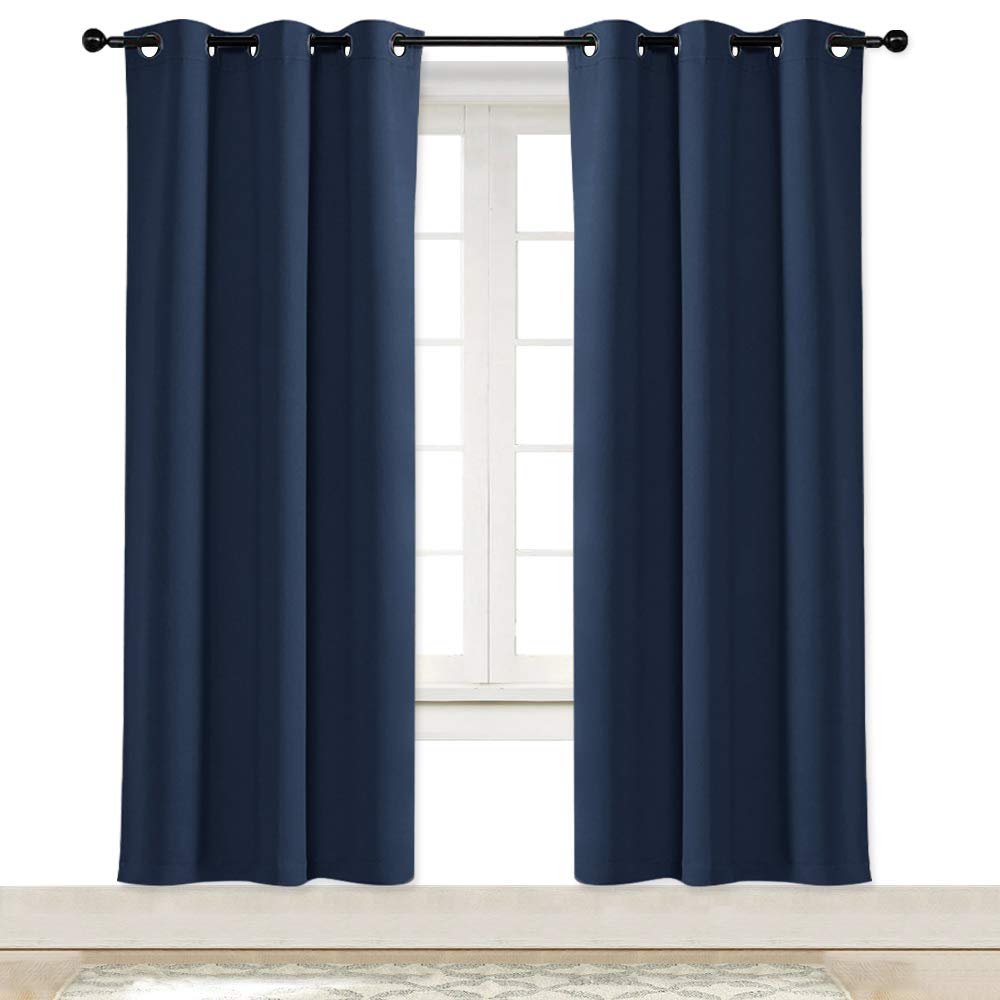 NICETOWN Bedroom Window Blackout Curtain Panel - Thermal Insulated Blackout Room Darkening Drape/Drapery (Navy, 1 Panel, 42 x 72