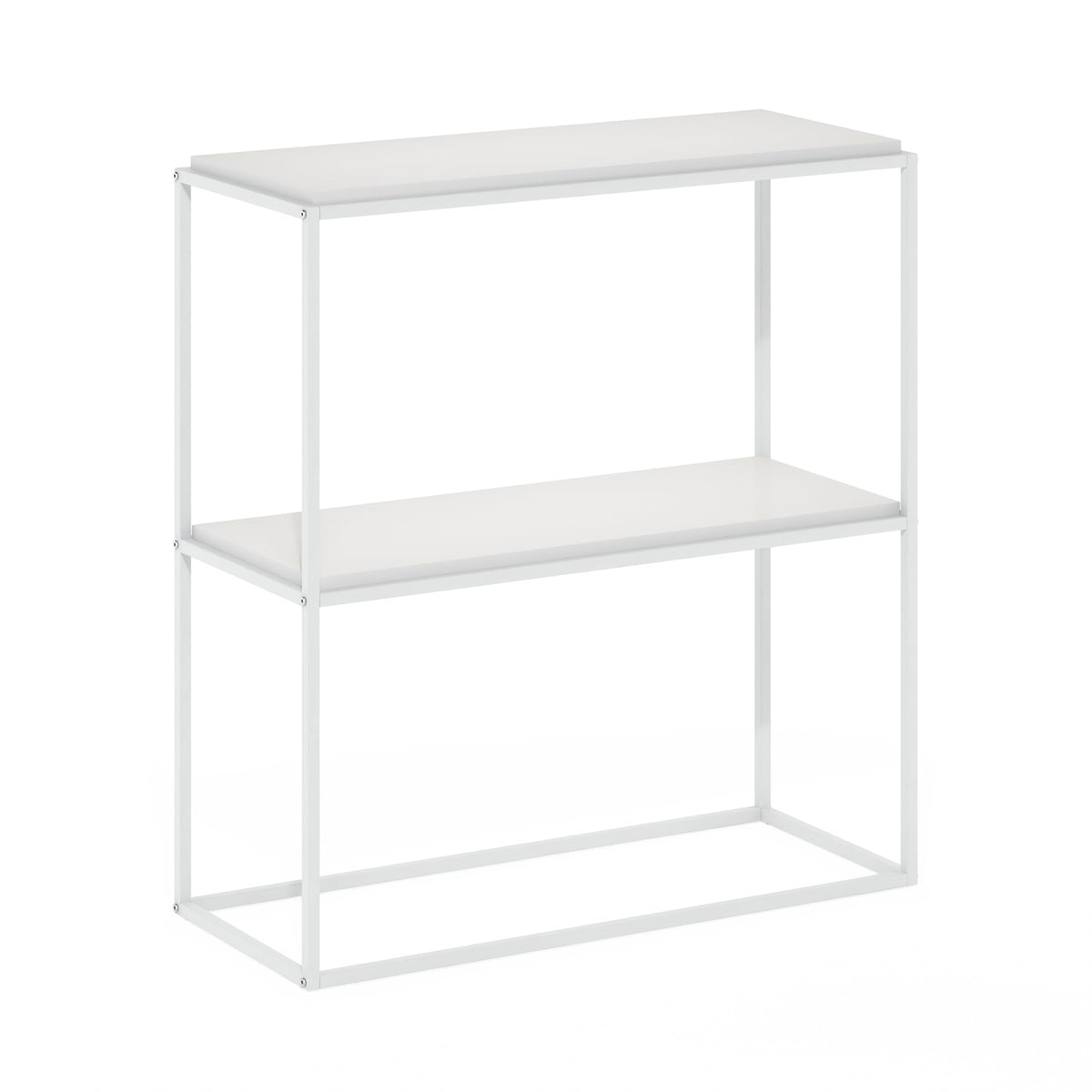 Furinno Moretti Modern Lifestyle Wide Stackable Shelf, 2-Tier, Solid White/White