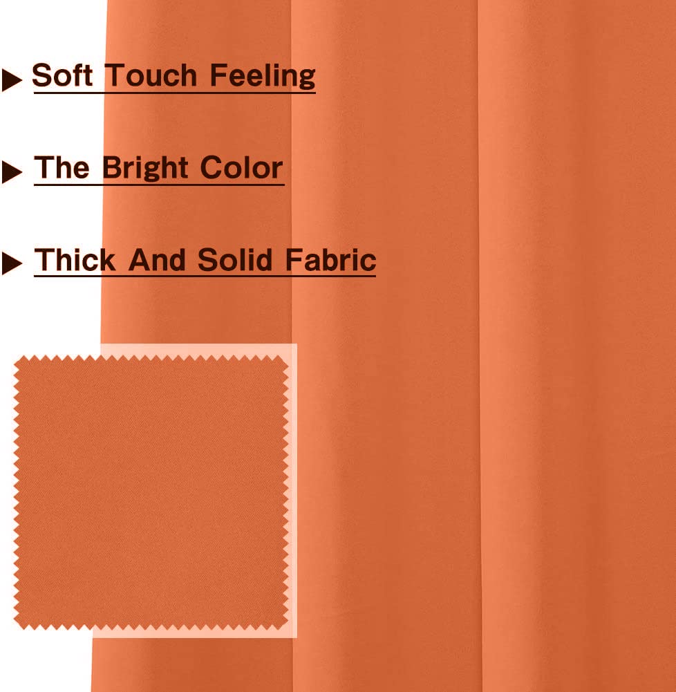 Mysky Home Burnt Orange Blackout Curtains For Bedroom, Grommet Room Darkening Curtain, Short Curtains 45 Inch Long Kitchen Curta