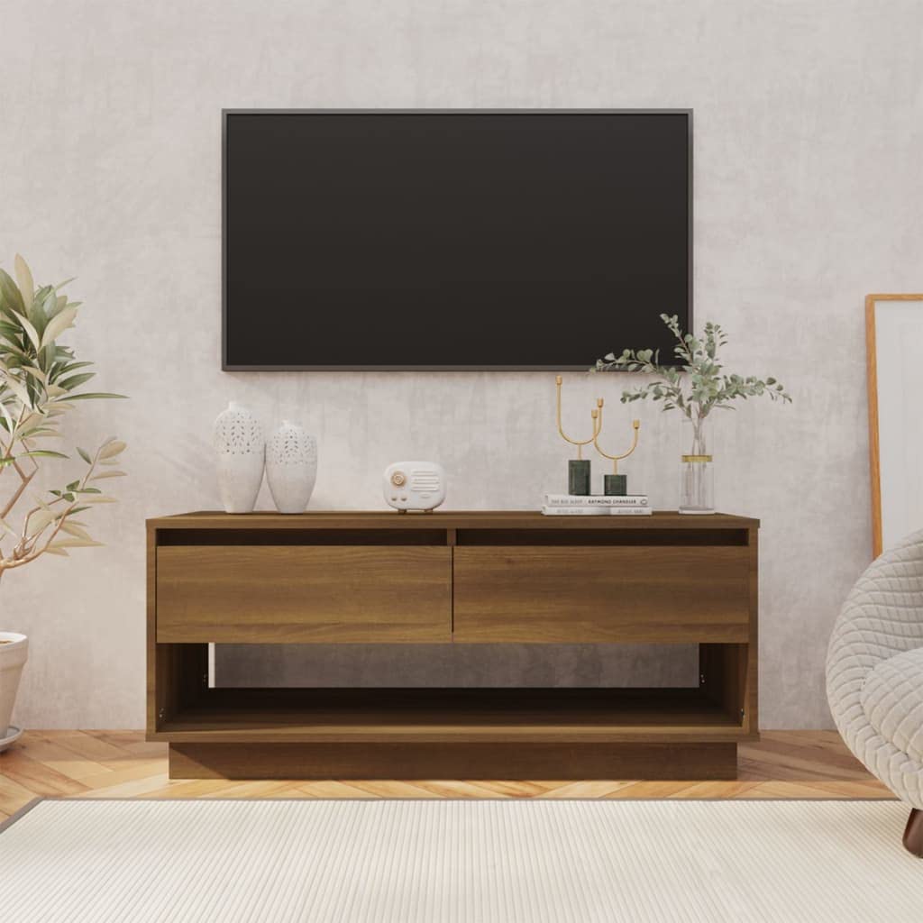 vidaXL TV Cabinet Brown Oak 40.2&quot;x16.1&quot;x17.3&quot; Chipboard
