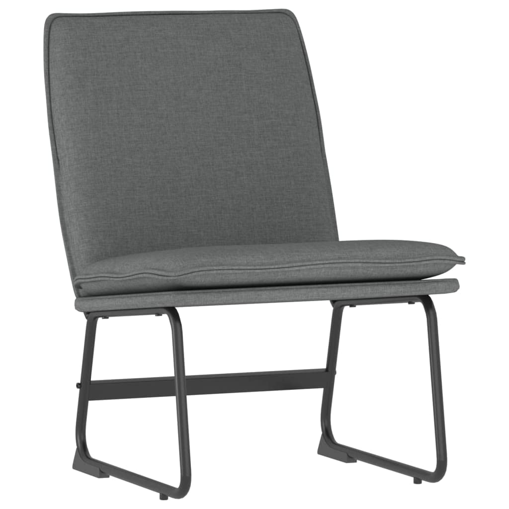 vidaXL Lounge Chair - Dark Gray Fabric Upholstered, Comfortable Sloping Back Seat, Robust Metal, Plywood Frame, Anti-Slip Legs, Easy Assembly Required, Modern Style, Dimensions: 20.5"x29.5"x29.9"
