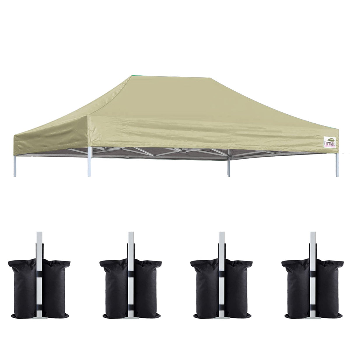 Eurmax Usa Pop Up Canopy Top Gazebo Tent Cover Replacement Top Only,Bonus 4Pc Pack Canopy Weight Bag (10X15, Beige)