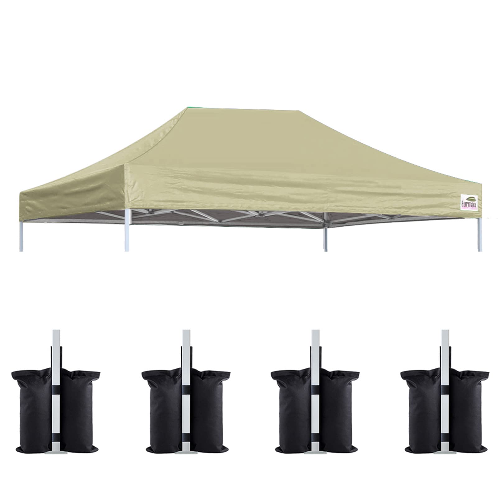 Eurmax Usa Pop Up Canopy Top Gazebo Tent Cover Replacement Top Only,Bonus 4Pc Pack Canopy Weight Bag (10X15, Beige)