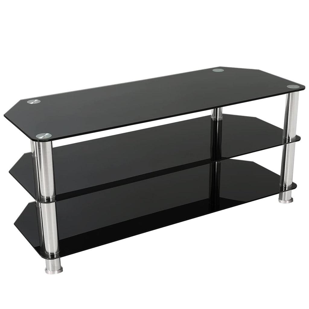 Better Home Products Adele Tempered Glass Tv Stand For 43-Inch Tv In Black