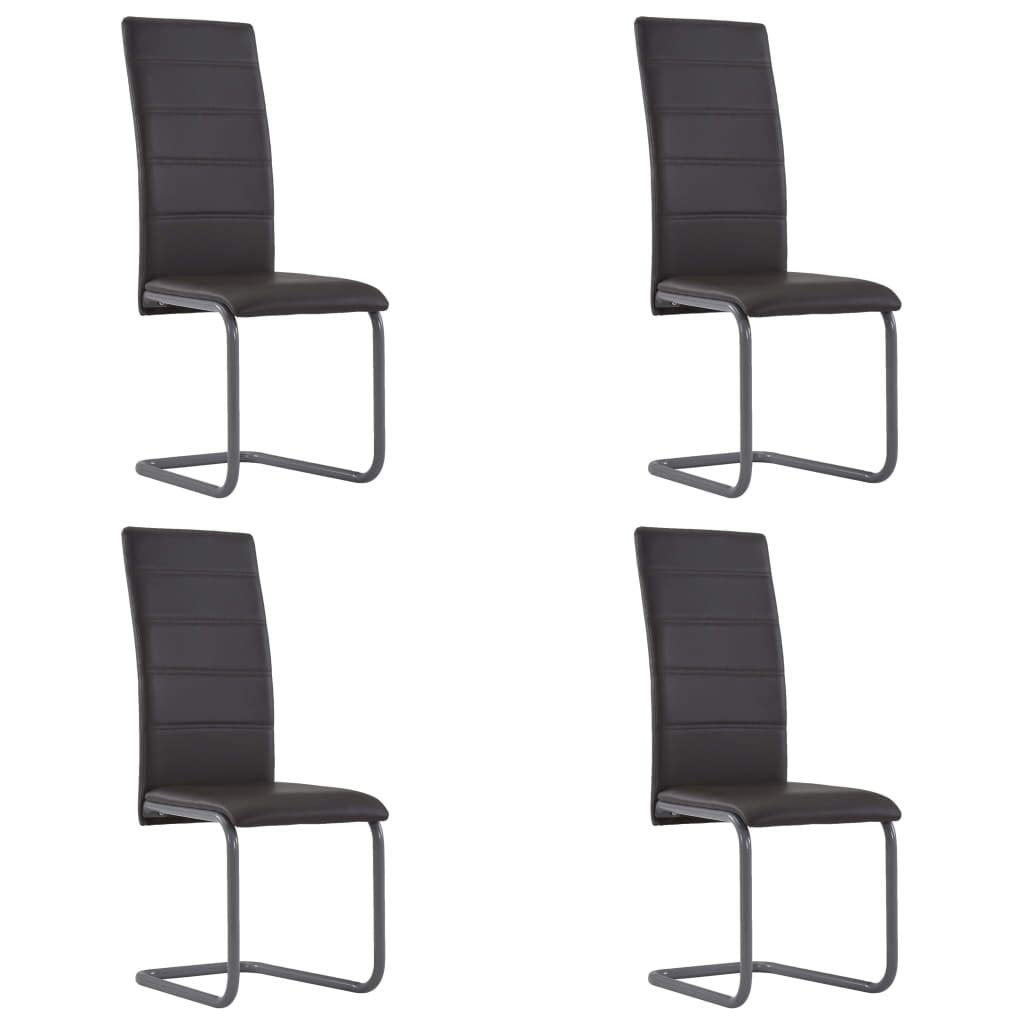vidaXL Cantilever Dining Chairs - Set of 4, Durable Faux Leather Upholstery, Stylish and Modern Design, Great for Home or Office, Brown