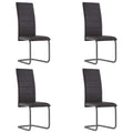 vidaXL Cantilever Dining Chairs - Set of 4, Durable Faux Leather Upholstery, Stylish and Modern Design, Great for Home or Office, Brown