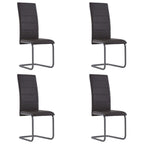 vidaXL Cantilever Dining Chairs - Set of 4, Durable Faux Leather Upholstery, Stylish and Modern Design, Great for Home or Office, Brown