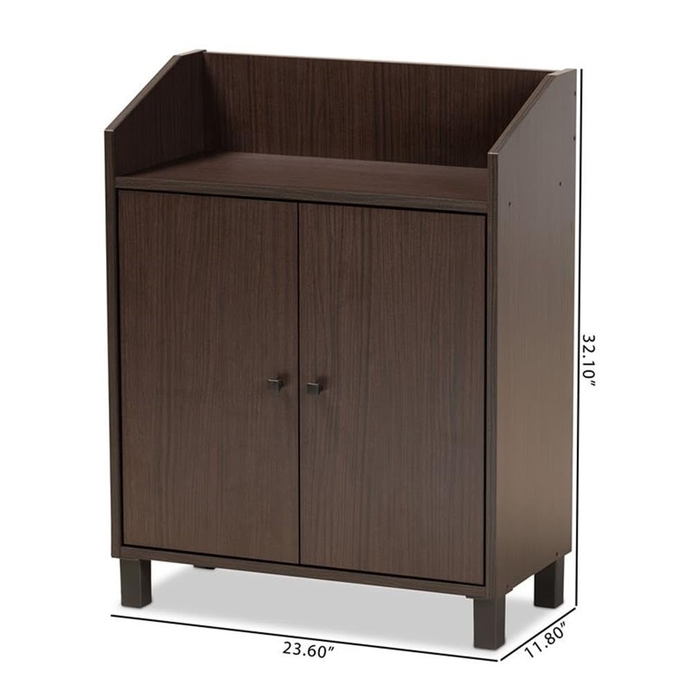Baxton Studio Rossin Dark Brown Finished Wood 2-Door Entryway Shoe Cabinet